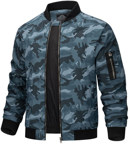 TACVASEN Men's Bomber Jacket Lightweight Casual Spring Fall Windbreaker Zip Up Coat with Pocket