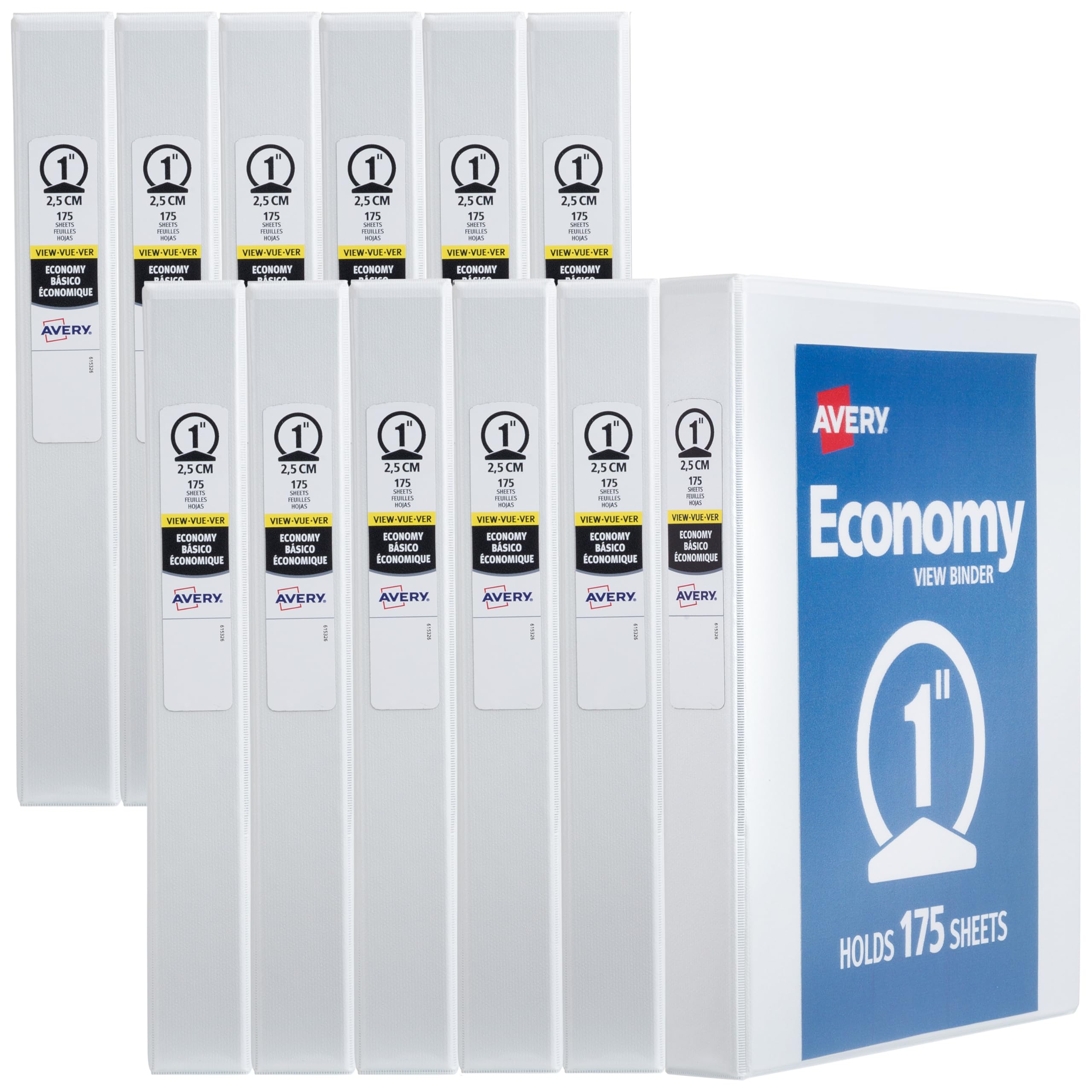 Avery Economy View 3 Ring Binder 1/2 Inch Round Rings, 1 White Binder (05706)