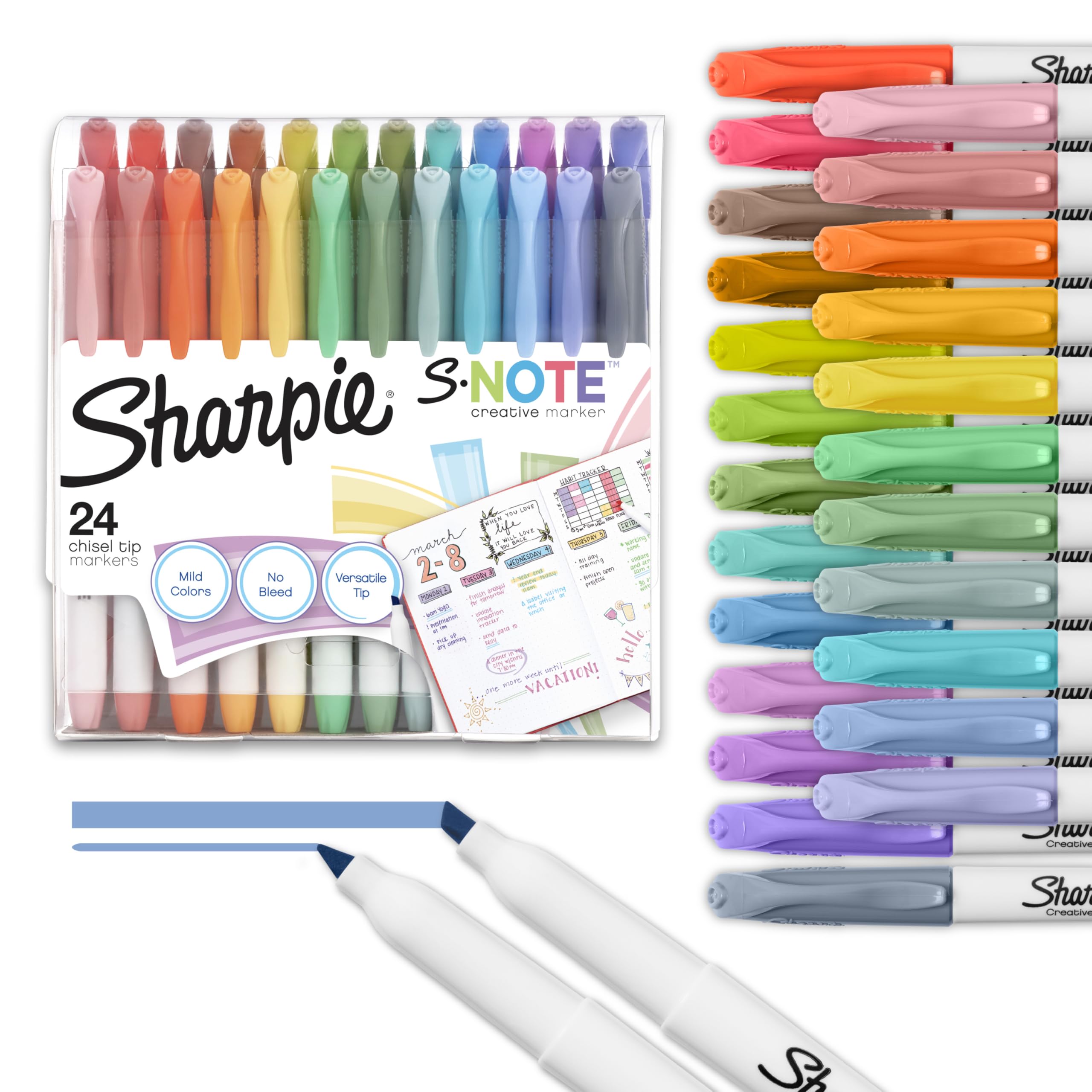 Sharpie S-Note Creative Markers Pastel Highlighters Art Marker Set Assorted Colors Chisel Tip 12 Count