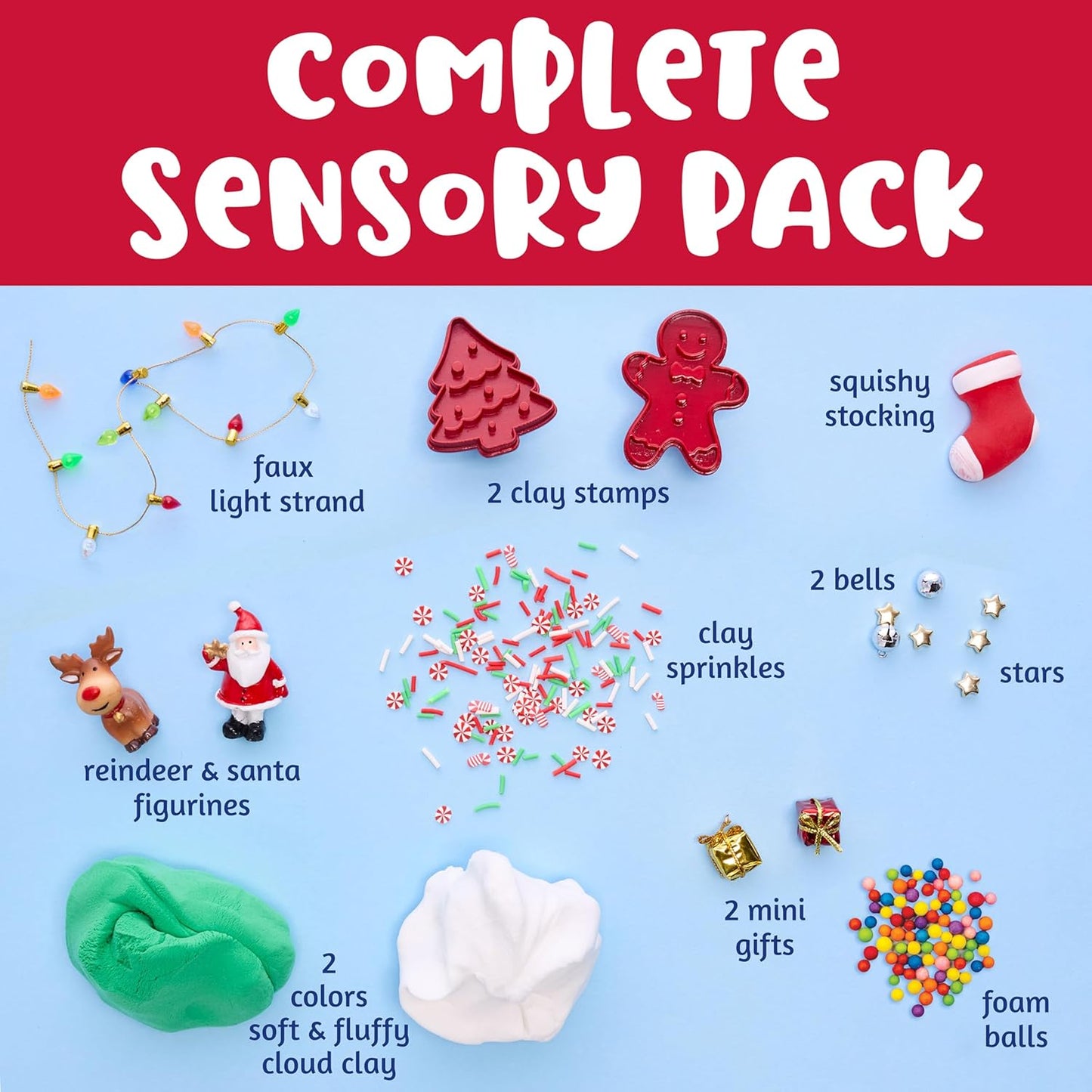 Creativity for Kids Sensory Pack: Christmas - Christmas Activities for Kids, Toddler Stocking Stuffers & Sensory Bin Filler, Travel Toys for Toddlers (Ages 3+)