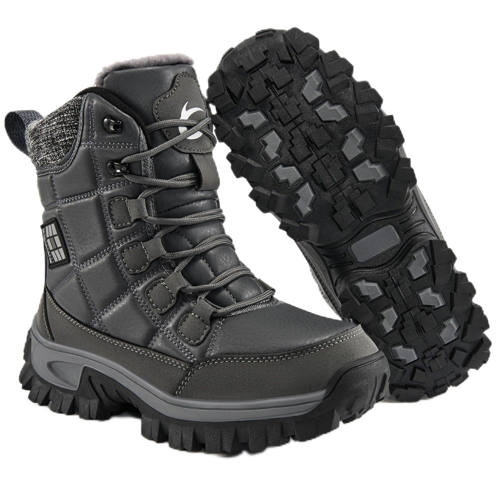 Aomigoct Winter Snow Boots for Women: Warm Fur Lined Waterproof Leather Ankle Booties for Outdoor Hiking Non Slip