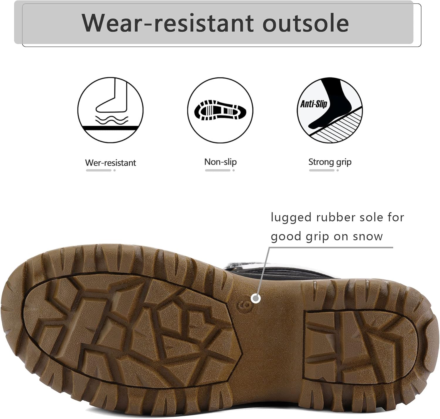 mysoft Women's Winter Snow Boots Waterproof Insulated Mid-Calf Booties, Fur-lined Lace Up Shoes for Outdoor