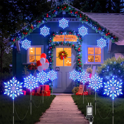 Brightown Snowflake Lights Outdoor, 10 Large Snowflake Christmas Pathway Lights, Christmas Decorations Outside Yard Sidewalk Walkway Driveway Marker Stake, White