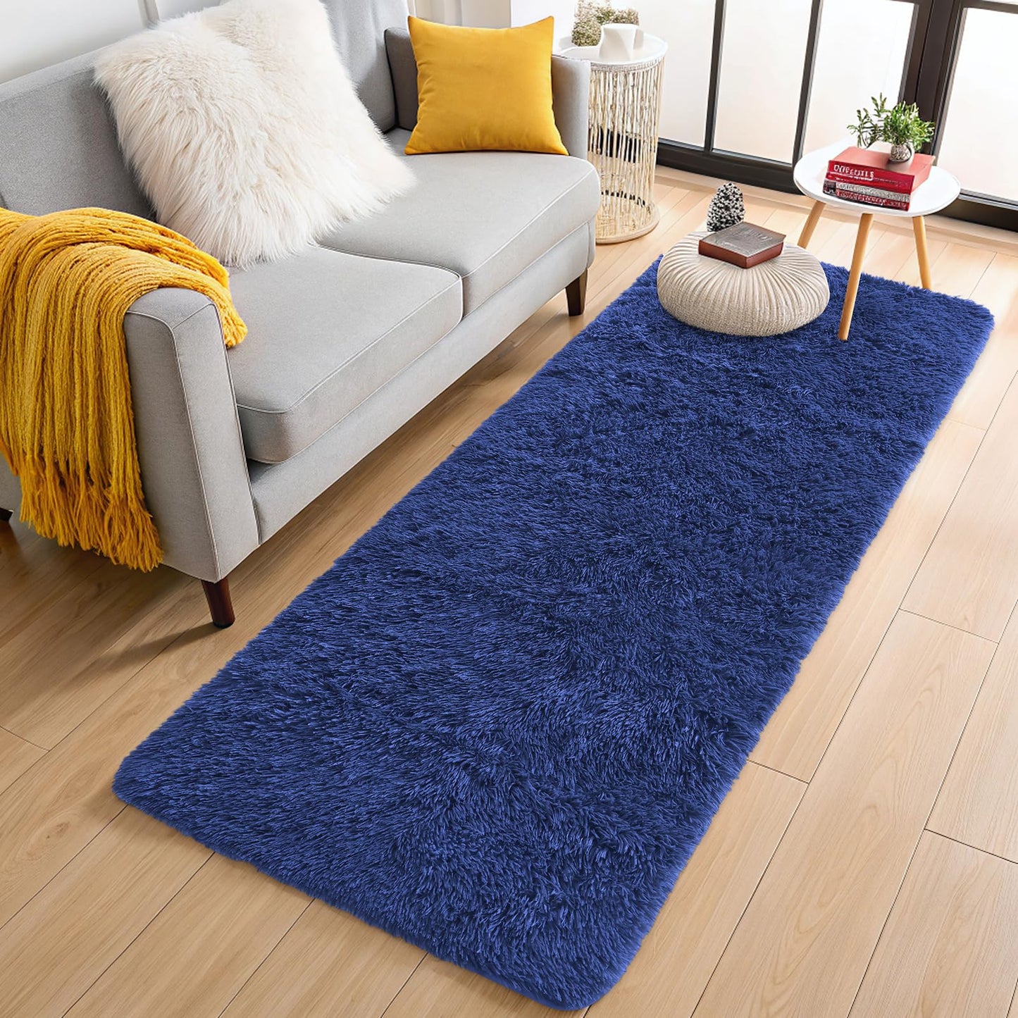 OLANLY Area Rugs for Living Room Bedroom, Machine Washable 4x5.9 ft Soft Fluffy Shaggy Bedside Rug, Indoor Floor Carpet for Kids Girls and Boys, Dorms, Nursery Rooms, Home Decor Aesthetic, Grey