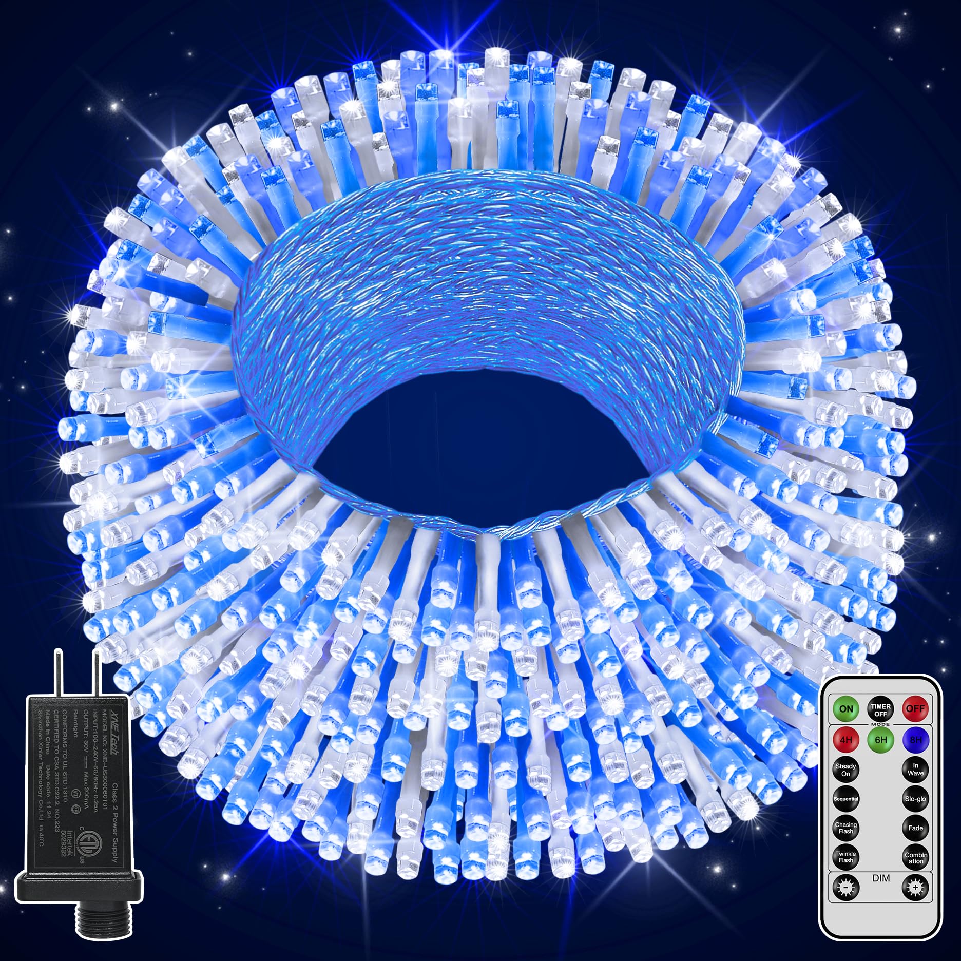328FT 1000 LED Christmas Lights Outdoor Waterproof, Timer & Memory Function, 8 Modes Warm White String Lights Plug in Twinkle Lights for Xmas Tree Holiday Garden Party Decor