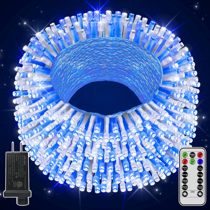 328FT 1000 LED Christmas Lights Outdoor Waterproof, Timer & Memory Function, 8 Modes Warm White String Lights Plug in Twinkle Lights for Xmas Tree Holiday Garden Party Decor