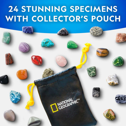 NATIONAL GEOGRAPHIC Gemstone Advent Calendar - 2025 Christmas Countdown Calendar for Kids with 24 Gems to Open Each Day, Complete Rock Collection with Mini Gemstone Dig Kit
