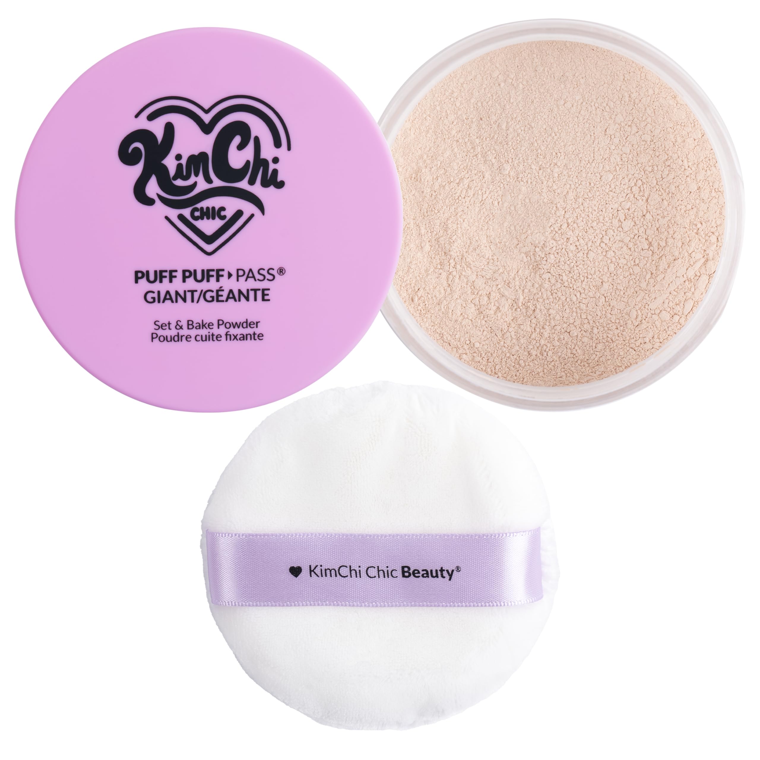 Kimchi Chic Beauty Puff Puff Pass Set and Bake Setting Powder for Makeup, Extra Fluffy Loose Face Powder Poof, Soft Natural Face Makeup for Uneven Skin Tone, 02 Banana