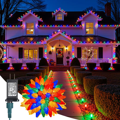 C9-Christmas-Lights-Outdoor,85FT 110LED String Lights with 8 Lighting Mode,Waterproof Connectable UL Certified Warm White C9-Led-Christmas-Light-Decorations for House Yard Patio Roof Garden Decor