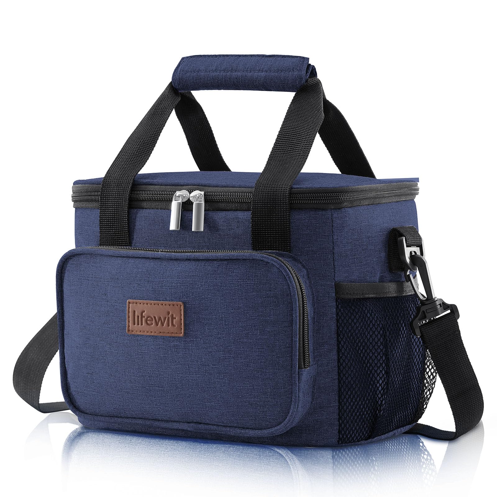 Lifewit Medium Lunch Bag Insulated Lunch Box Soft Cooler Cooling Tote for Adult Men Women, Black 12-Can (9L)