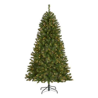 National Tree Company 4.5 ft Pre-Lit North Valley Spruce Artificial Christmas Tree, 200 Clear Lights, 398 Tips, Includes Stand, Green
