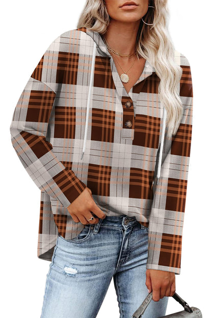 RUMIA Womens Tops V Neck Button Sweatshirt for Women Pullover Long SLeeve Shirts Fall Outfits 2025 Loose Fit S-3XL