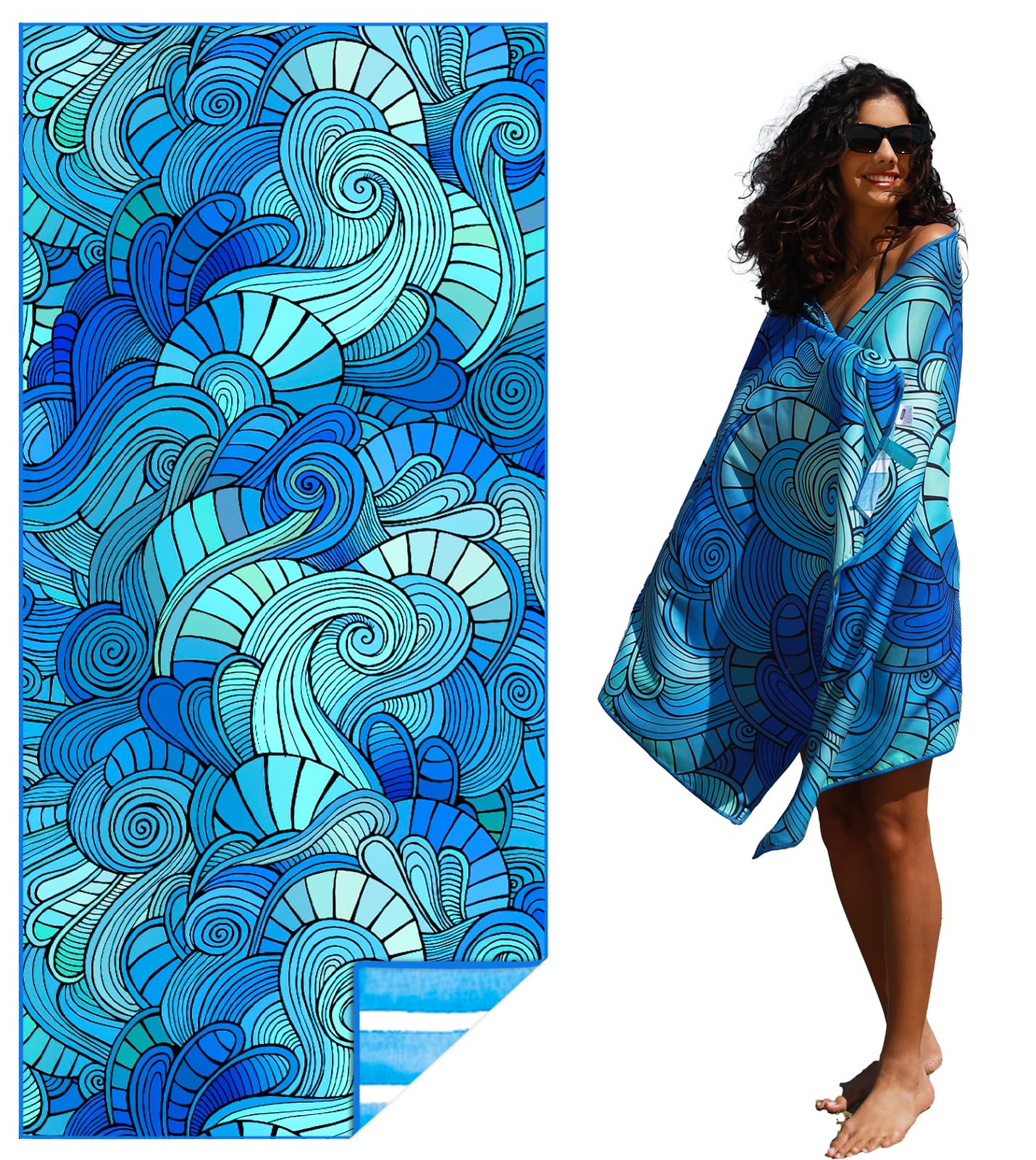 Microfiber Lightweight Beach Towel Sand Free Quick Dry Absorbent Thin Compact Towels for Swimming Pool Camping Beach Accessories Large Easy Pack Travel Things for Vacation Essentials Gift Adult
