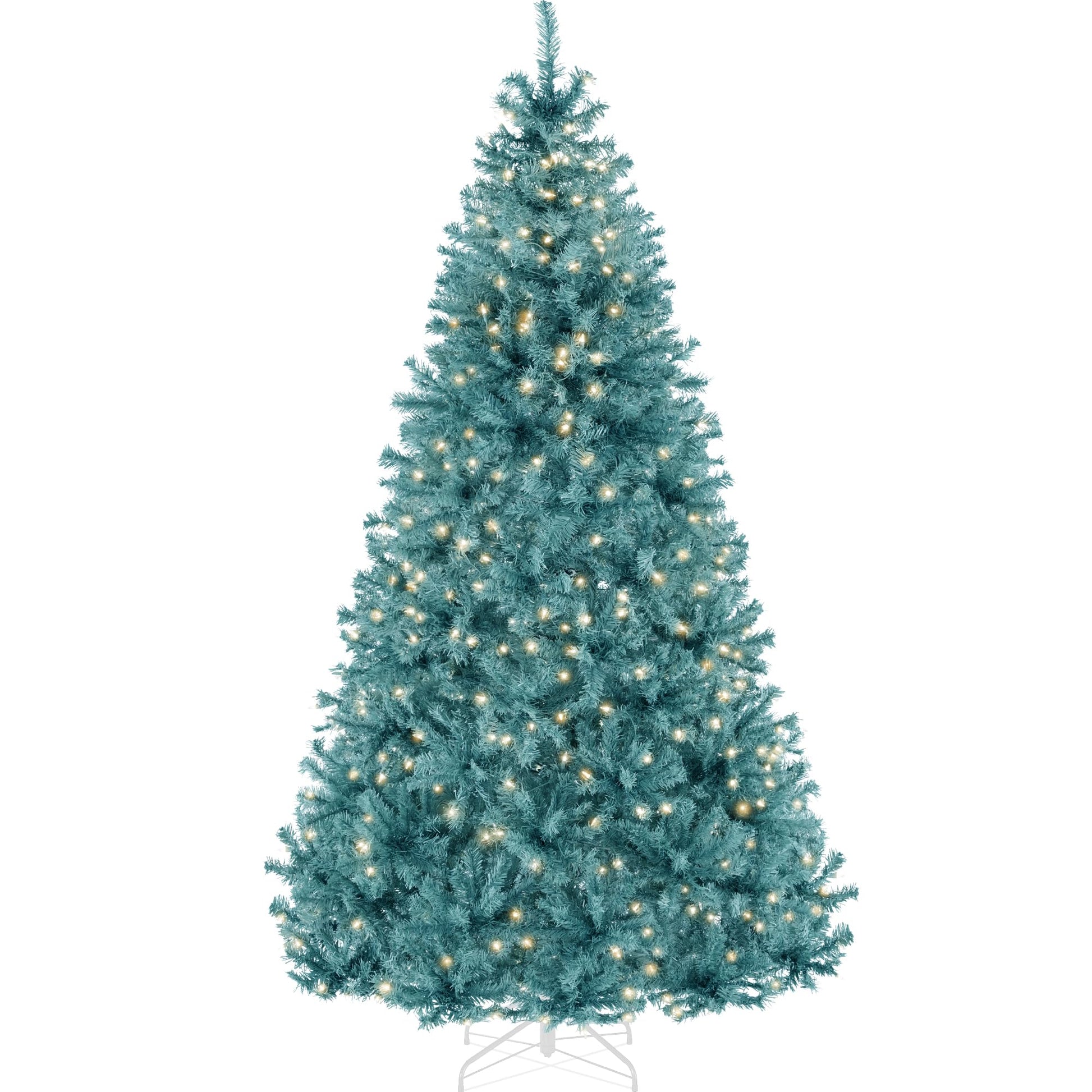 Best Choice Products 6ft Pre-Lit Baby Blue Christmas Tree, Full Artificial Holiday Decoration w/ 947 Branch Tips, 250 Lights, Foldable Base