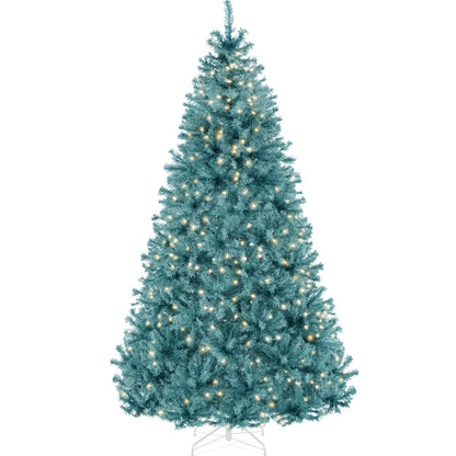 Best Choice Products 6ft Pre-Lit Baby Blue Christmas Tree, Full Artificial Holiday Decoration w/ 947 Branch Tips, 250 Lights, Foldable Base