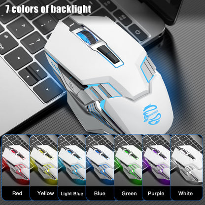 Bluetooth Gaming Mouse, RGB Rechargeable USB Wireless Mouse, Quiet Click, LED Backlit, Ergonomic, with Side Button, 6 Button, DPI Adjustable, Computer Mice for Laptop PC MacBook Chromebook - Grey