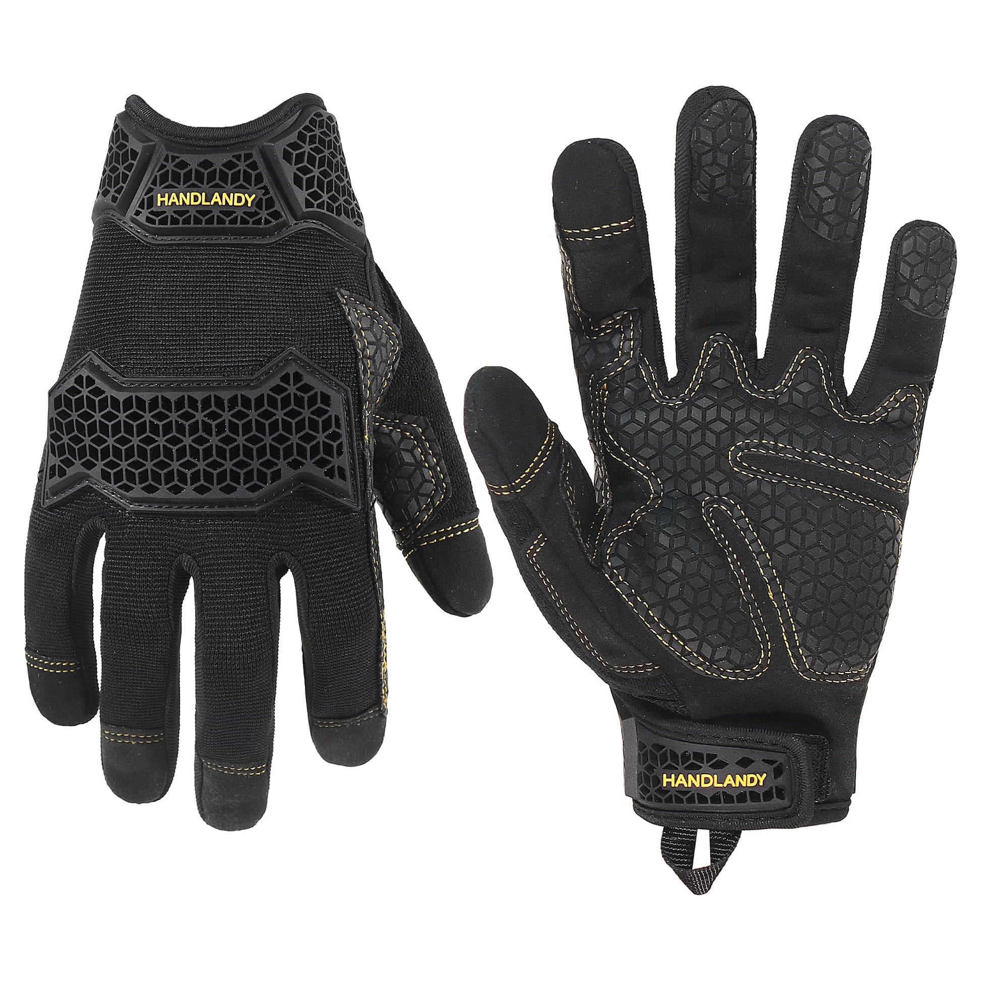HANDLANDY Work Gloves for Men & Women, Utility Mechanic Working Gloves Touch Screen, Flexible Yard Work Gloves