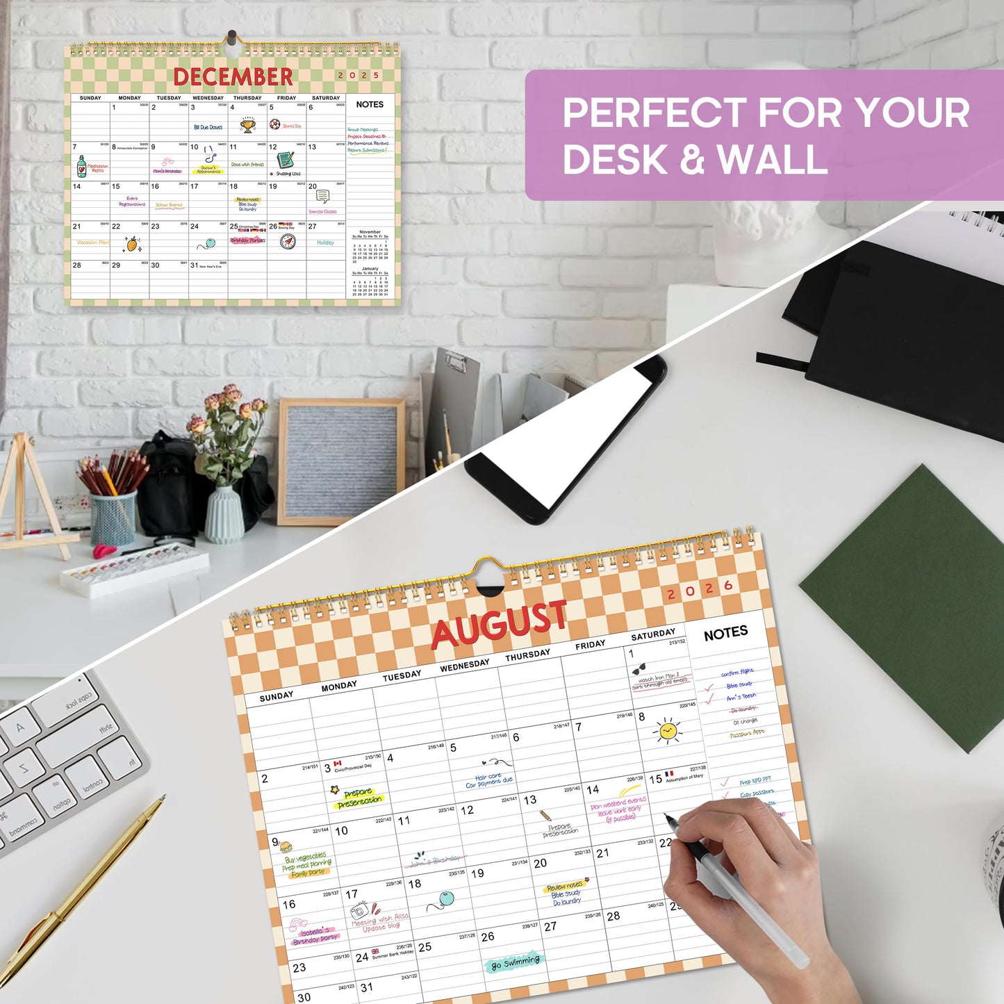 2026 Calendar, Monthly Wall Calendar from October 2025 to June 2027, 11.5" x 14.7", Spiral Binding Hanging Wall Calendar, Perfect for Home or Office,Floral