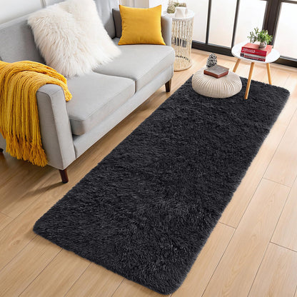 OLANLY Area Rugs for Living Room Bedroom, Machine Washable 4x5.9 ft Soft Fluffy Shaggy Bedside Rug, Indoor Floor Carpet for Kids Girls and Boys, Dorms, Nursery Rooms, Home Decor Aesthetic, Grey