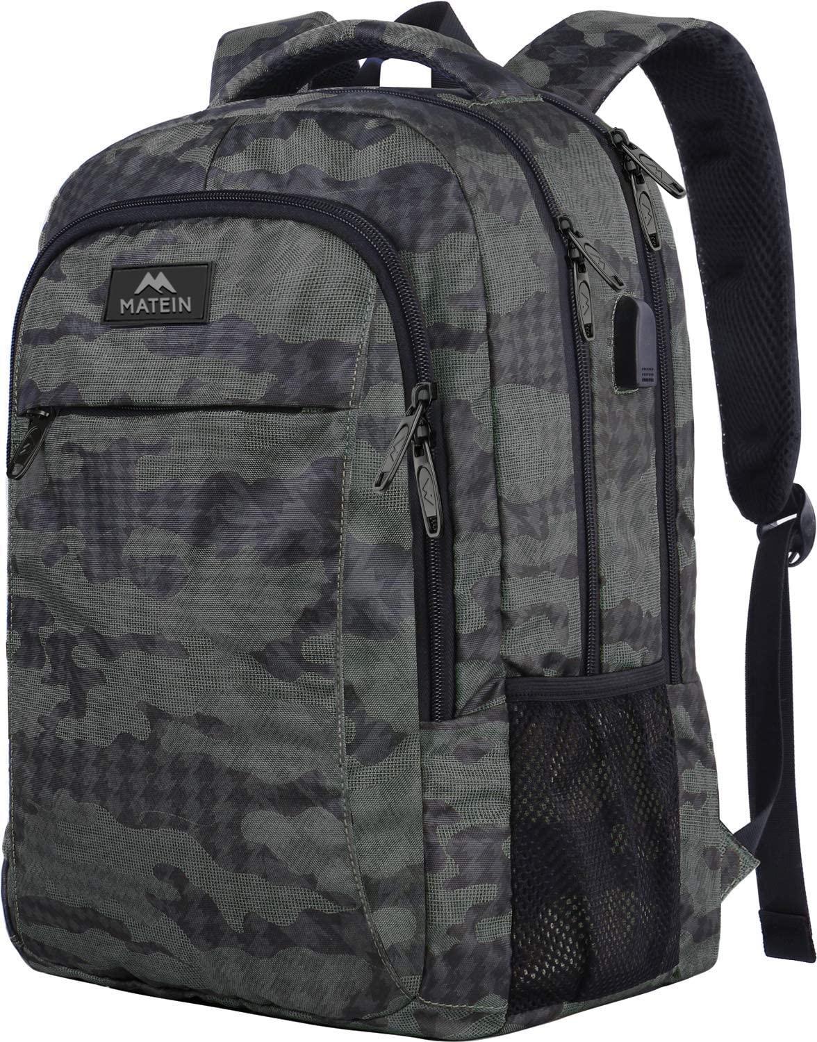 MATEIN Travel Laptop Backpack, Business Anti Theft Slim Sturdy Laptops Backpack with USB Charging Port, Water Resistant College School Computer Bag Gift for Men & Women Fits 15.6 Inch Notebook, Grey
