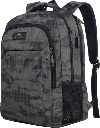 MATEIN Travel Laptop Backpack, Business Anti Theft Slim Sturdy Laptops Backpack with USB Charging Port, Water Resistant College School Computer Bag Gift for Men & Women Fits 15.6 Inch Notebook, Grey