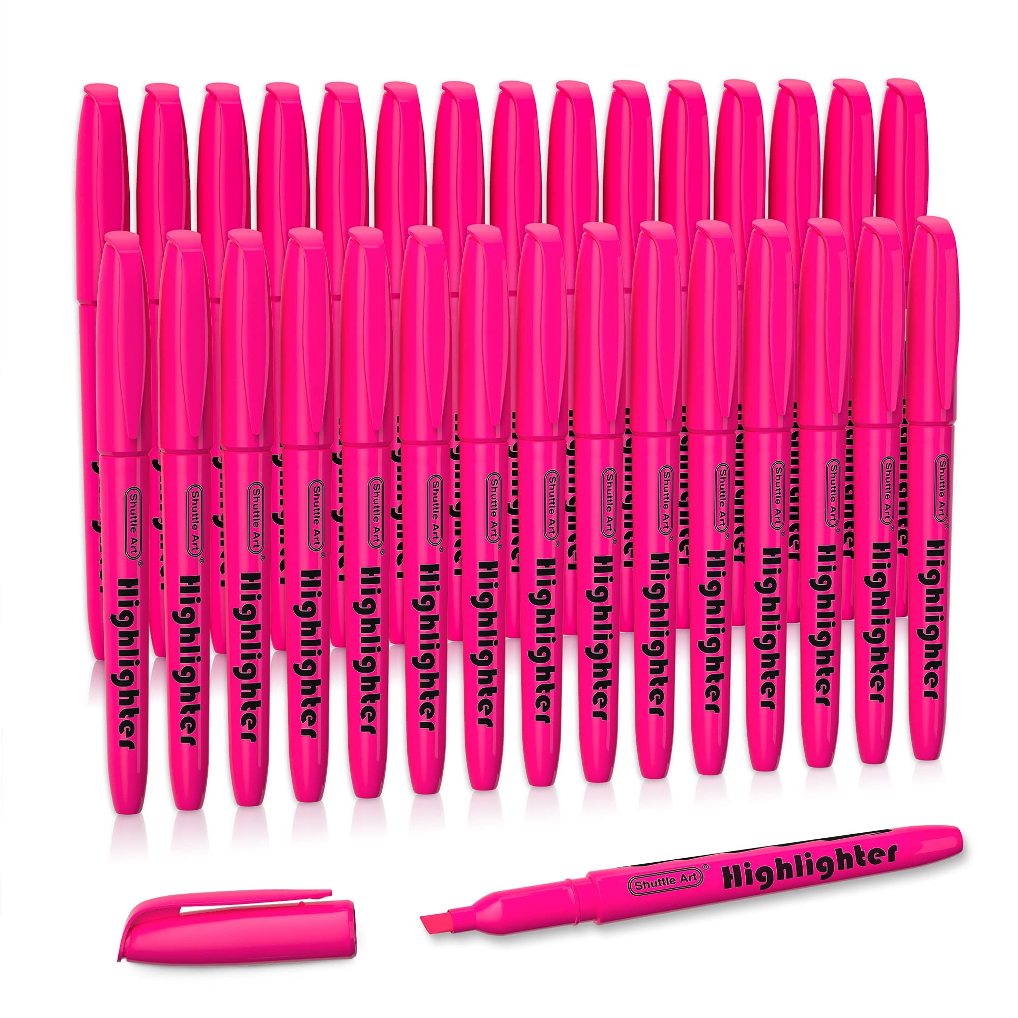 Shuttle Art Highlighters, 30 Pack Highlighters Bright Colors, Orange Colors Chisel Tip Dry-Quickly Non-Toxic Highlighter markers for Adults Kids Highlighting in the Home School Office