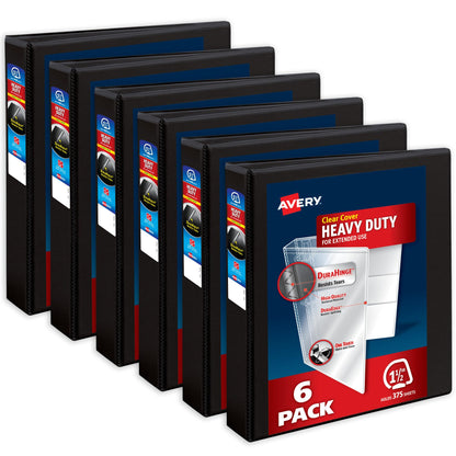 Avery Heavy-Duty View 3 Ring Binder, 1" One Touch Slant Rings, Holds 8.5" x 11" Paper, 1 Black Binder (05300)
