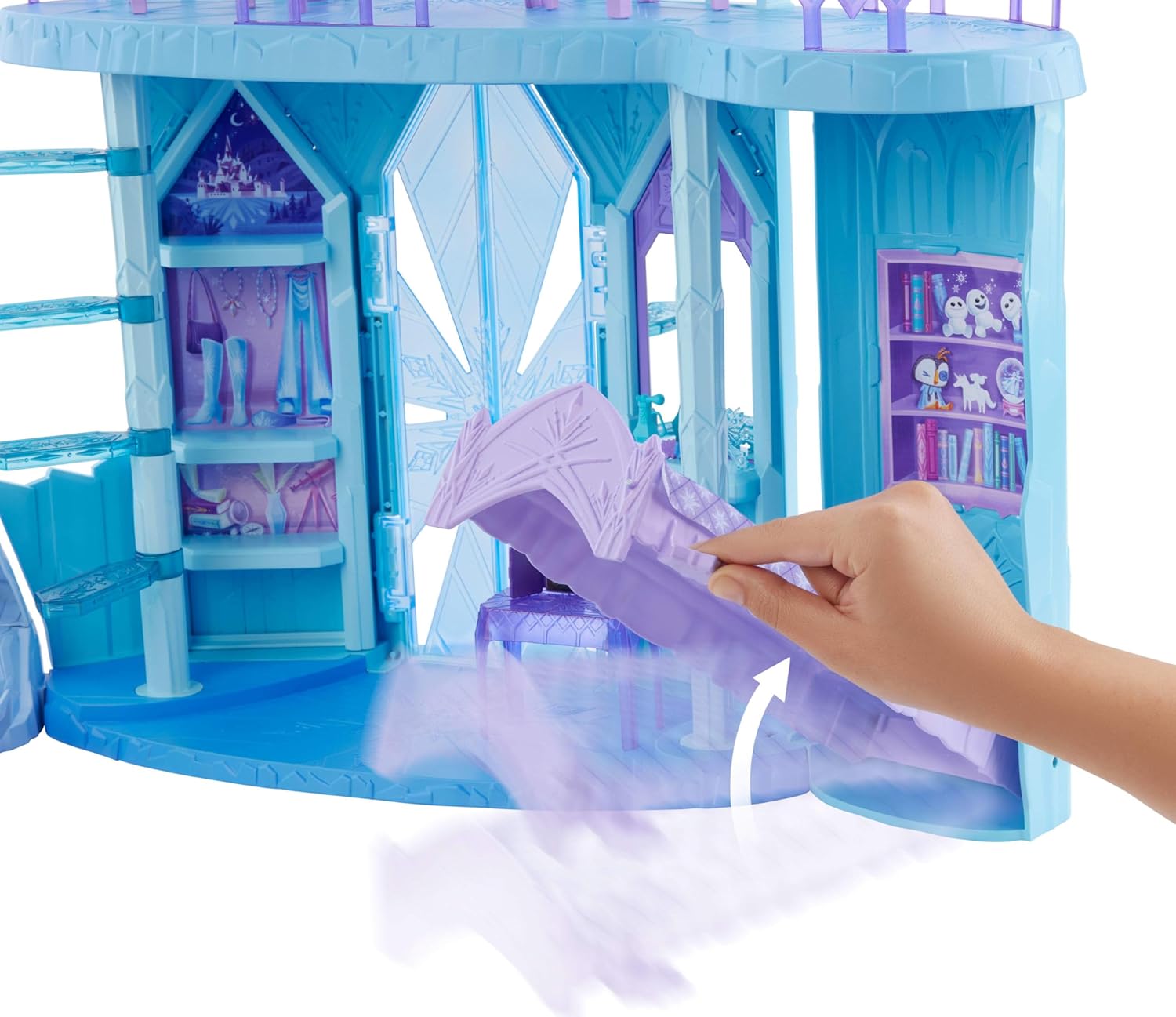 Mattel Disney Frozen Elsa Ice Castle Playset with Olaf Figure, 5 Play Areas & 21 Accessories, 2.5+ Ft Tall Elsa’s Frozen Ice Palace, Inspired by Movies