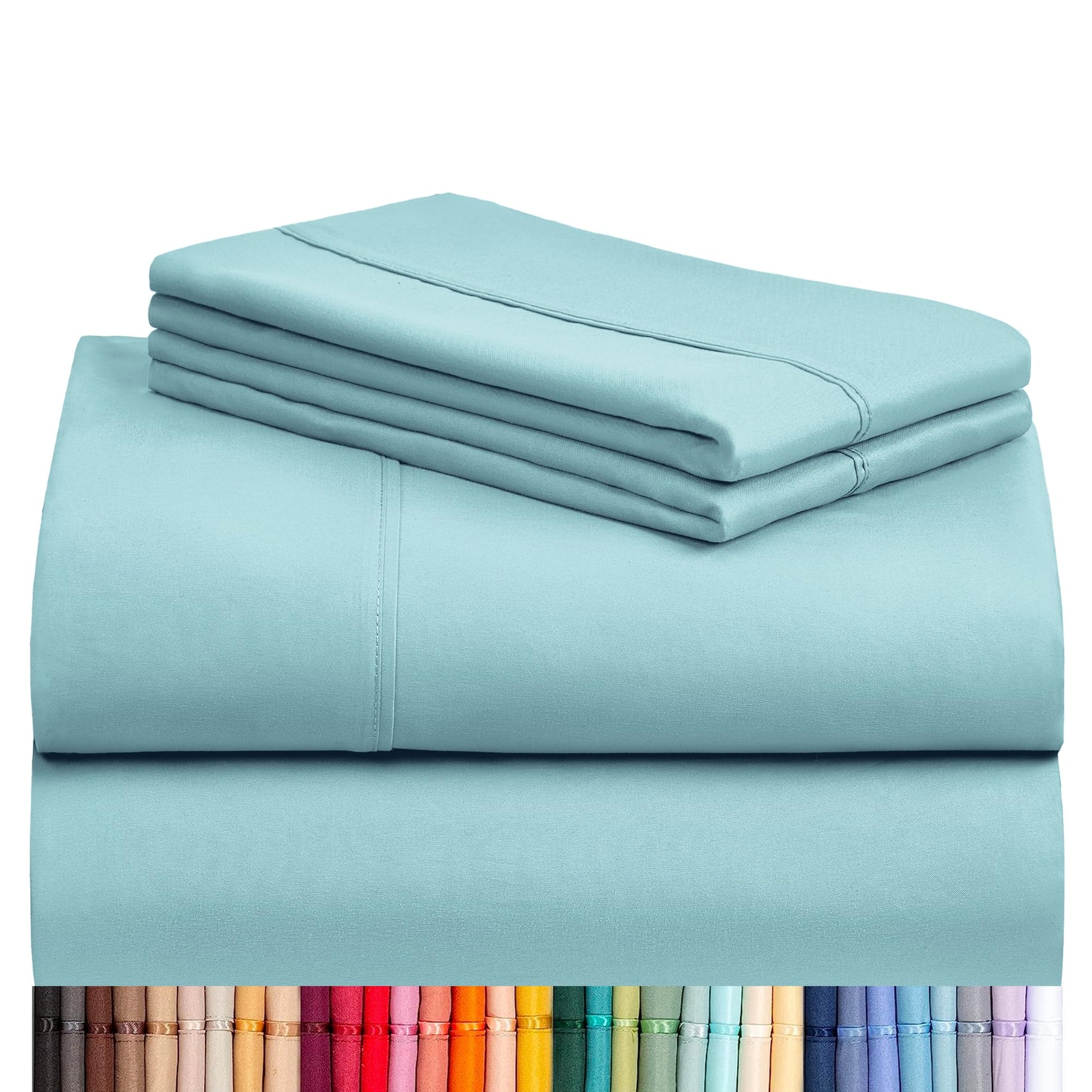 LuxClub 4 PC Queen Sheet Set, Breathable Luxury Bed Sheets, Deep Pockets Wrinkle Free Cooling Sheets Machine Washable Hotel Bedding Silky Soft - Teal Queen