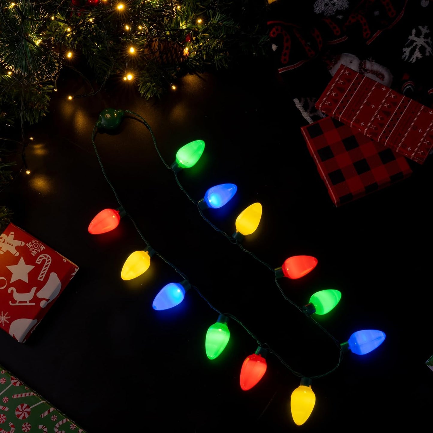 JOYIN Christmas LED Necklace, Light Up with 12 Bulb Necklace Christmas Light Up Accessories for Adults Kids Party Favors