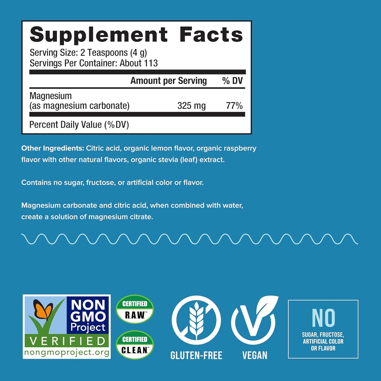 Natural Vitality Calm, Magnesium Citrate Supplement, Anti-Stress Drink Mix Powder, Gluten Free, Vegan, & Non-GMO, Raspberry Lemon, 16 oz