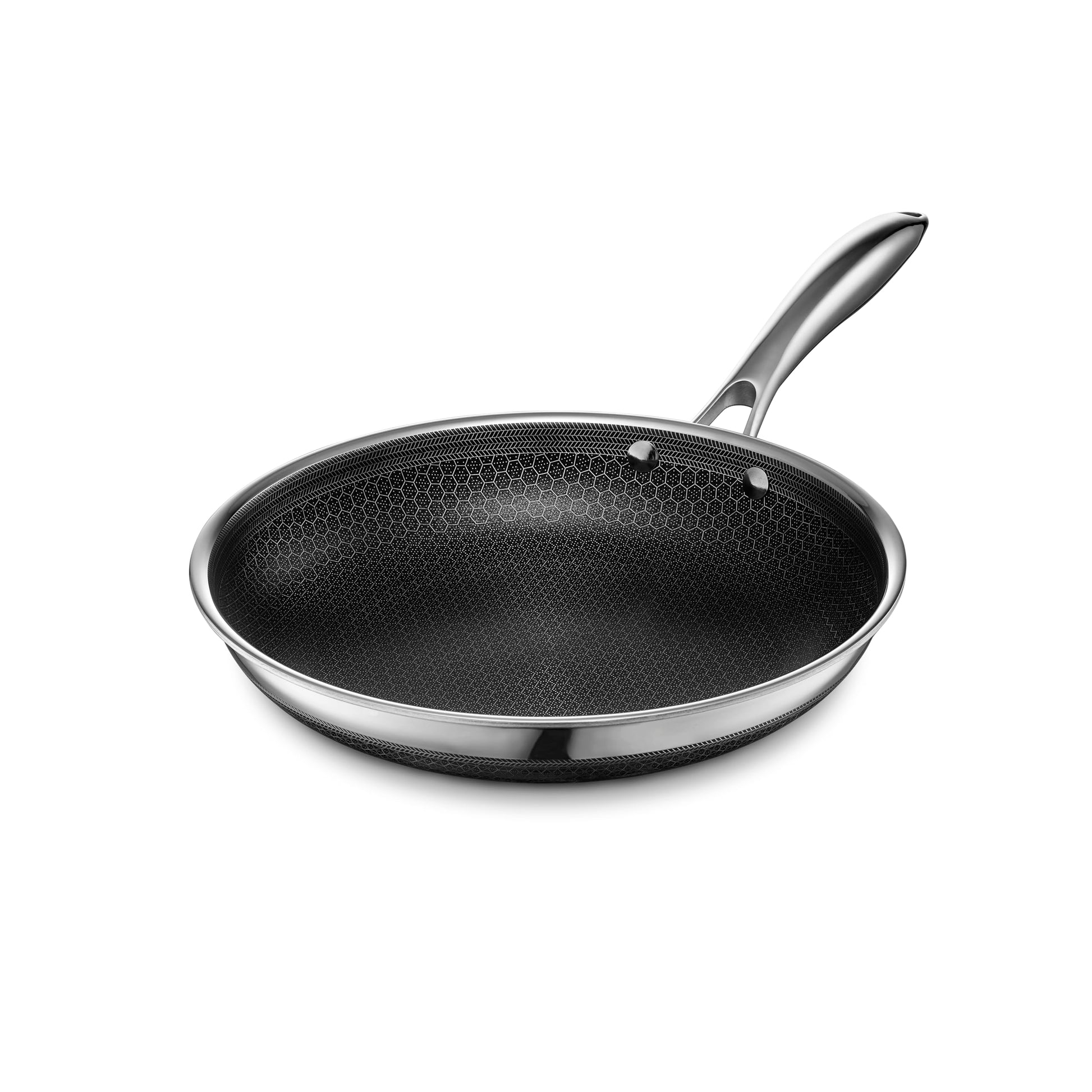 HexClad Hybrid Nonstick 8-Inch Frying Pan with Tempered Glass Lid, Stay-Cool Handle, Dishwasher-Friendly, Oven-Safe Up to 900°F, Induction Ready, Compatible with All Cooktops