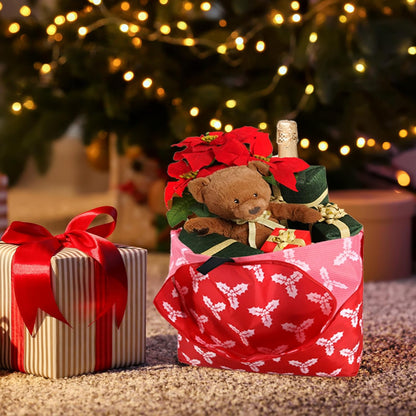 BeeGreen Christmas Reusable Gift Bags,6 Pack Large Holiday Tote Foldable Cloth Bag for Women, Cute Grocery Storage for Xmas Gifts Market Shopping, Washable Collapsible Reusable Bags with Handles​