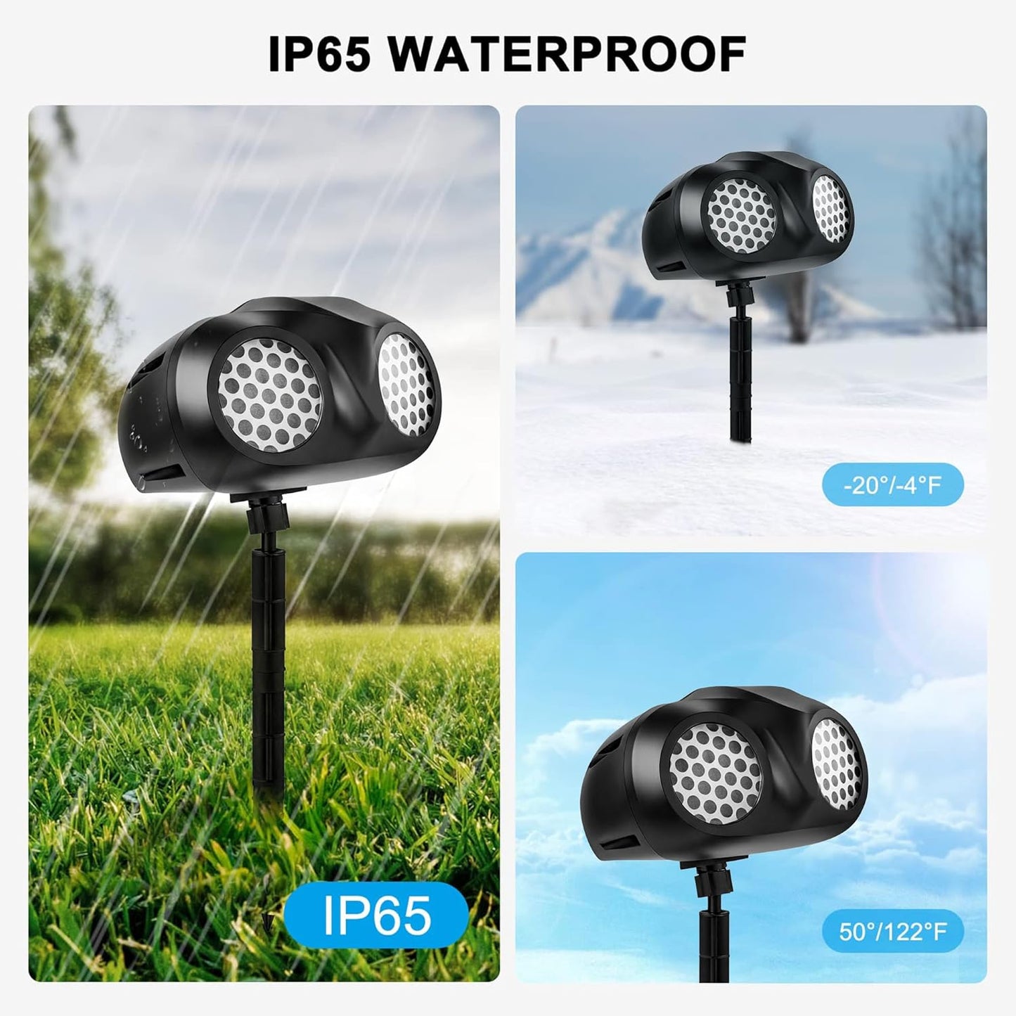 Christmas Snow Projector Lights, Dynamic Rotating Snowflake Projection Light Outdoor, IP65 LED Snow Spotlight Lightning for Halloween Xmas New Year Party Wedding Holiday Garden Decor
