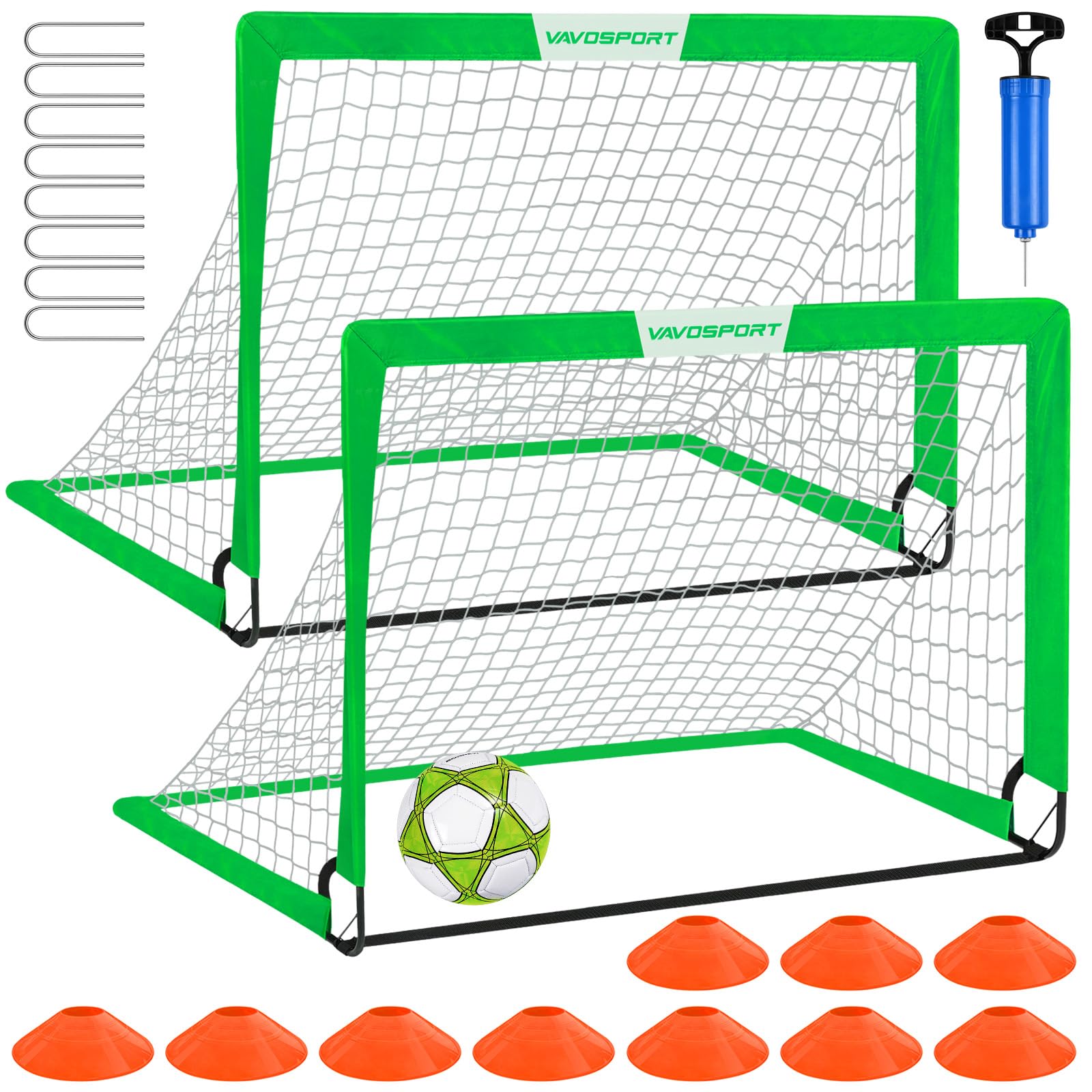 Kids Soccer Goals for Backyard Set - 2 of 4' x 3' Portable Soccer Goal Training Equipment, Pop Up Toddler Soccer Net with Soccer Ball, Soccer Set for Kids and Youth Games, Sports