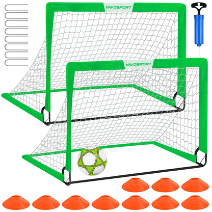 Kids Soccer Goals for Backyard Set - 2 of 4' x 3' Portable Soccer Goal Training Equipment, Pop Up Toddler Soccer Net with Soccer Ball, Soccer Set for Kids and Youth Games, Sports
