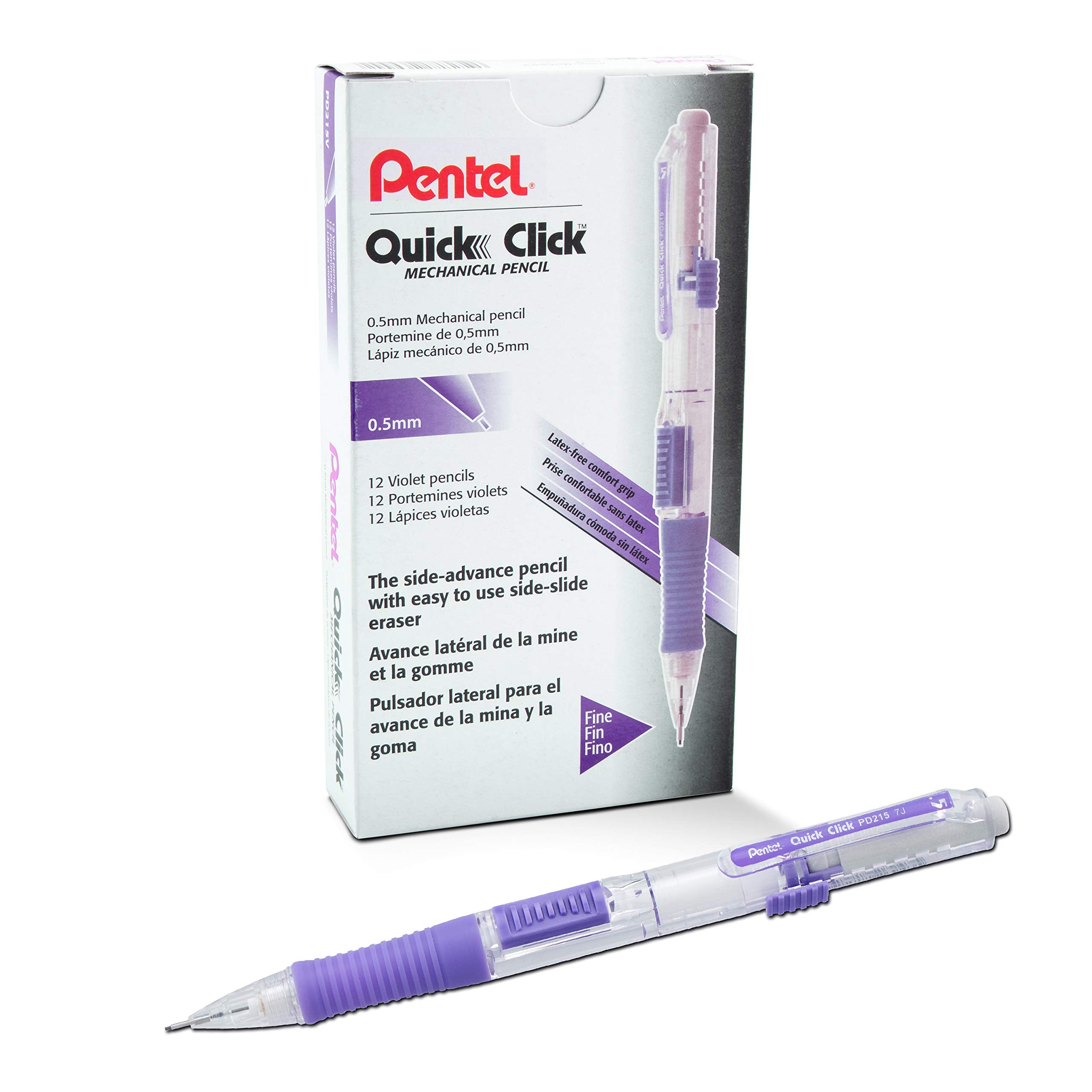 Pentel Quick Click Mechanical Pencil, (0.7mm), Medium, Gray Barrel, Box of 12 Pencils (PD217N)