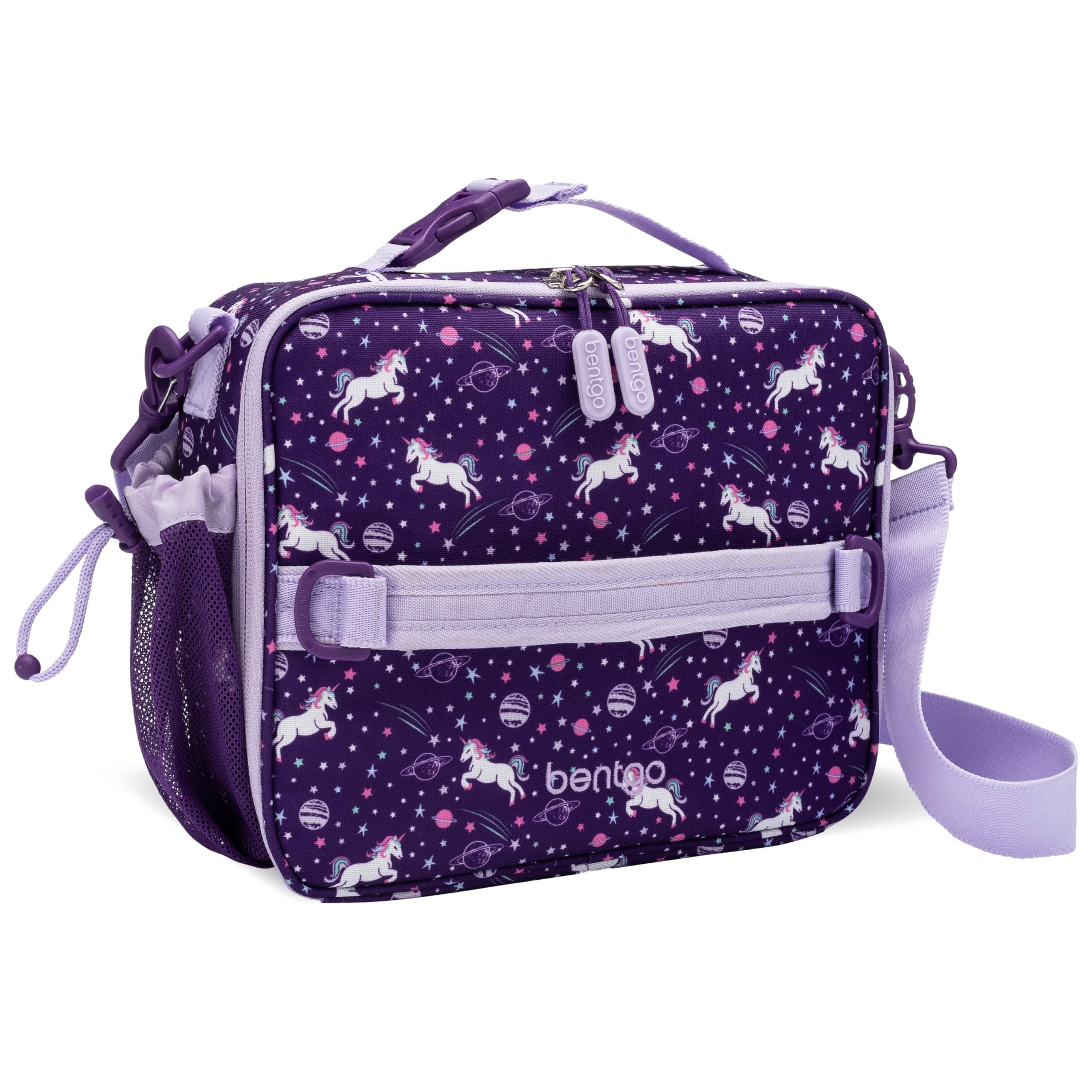 Bentgo Kids Lunch Bag - Double-Insulated, Reusable Lunch Bag for Kids 3+ with Adjustable Strap; Holds Lunch Box/Water Bottle/Snacks; Easy-Clean, Water-Resistant & Pockets (Sports)