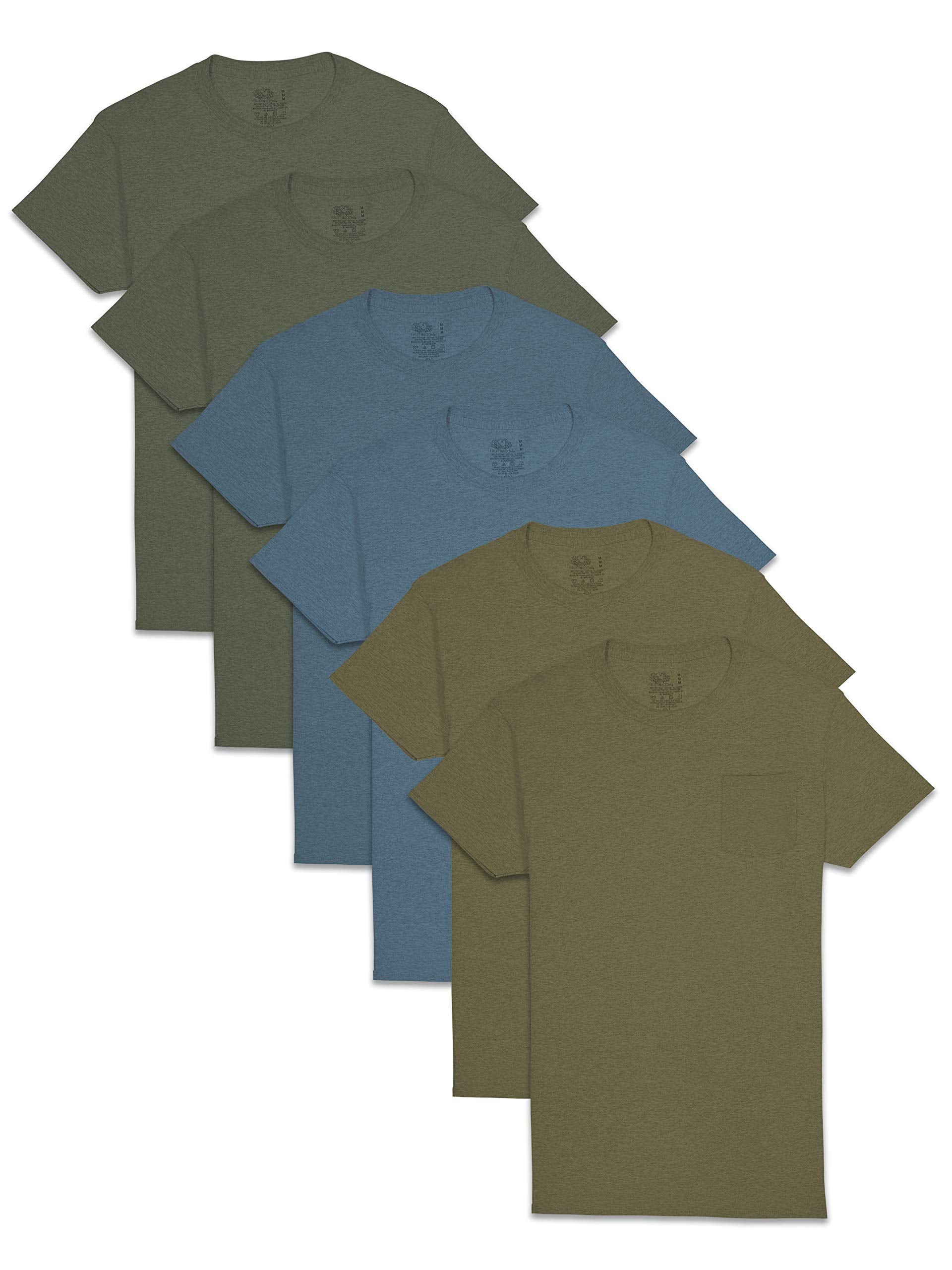 Fruit of the Loom Men's Tee Undershirts, Moisture Wicking & Tag Free, Short Sleeve Pocket T-Shirts
