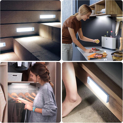 6 Pack Under Cabinet Lights Wireless, 32 LED Motion Sensor Light Indoor Rechargeable Magnetic Closet Lights Battery Operated, Under Counter Lights for Kitchen, Wardrobe, Hallway, Stairs