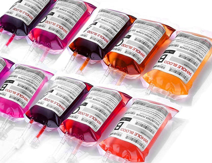 Blood Bags for Drinks, WYNK Live Blood of Theme Parties 350ML x 10 IV Bags with Syringe Halloween Party Cups for Halloween Zombie Party Christmas Carnival Theme Parties Children Funny Decoration