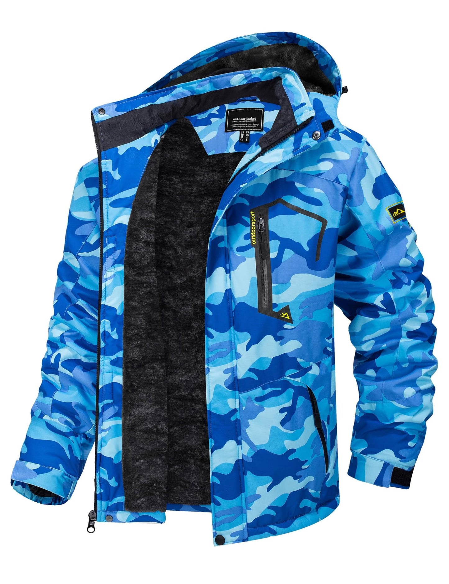 TACVASEN Men's Winter Skiing Jackets Water Resistant Fleece Coats Insulated Thermal Snowboard Jacket Parka Raincoat with Hood