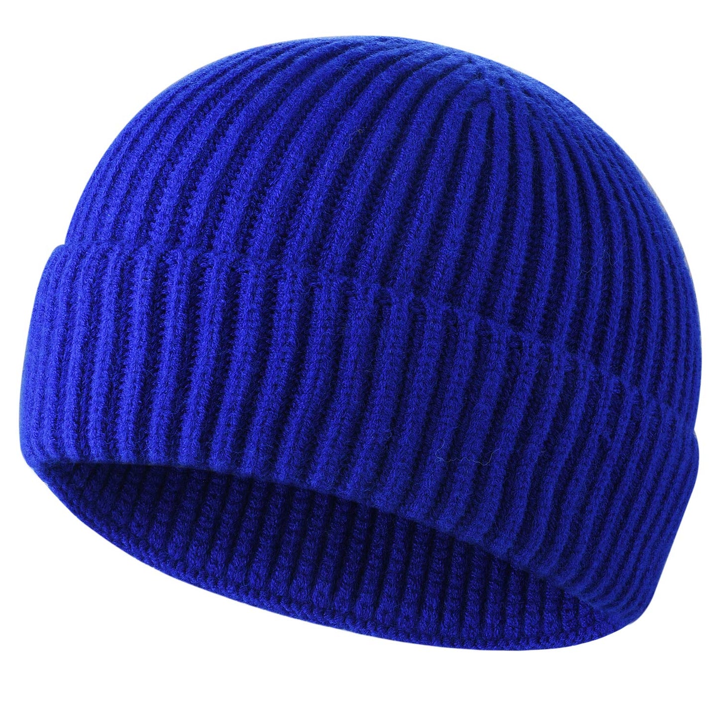 ROYBENS Swag Wool Knit Cuff Short Fisherman Beanie for Men Women, Winter Warm Hats