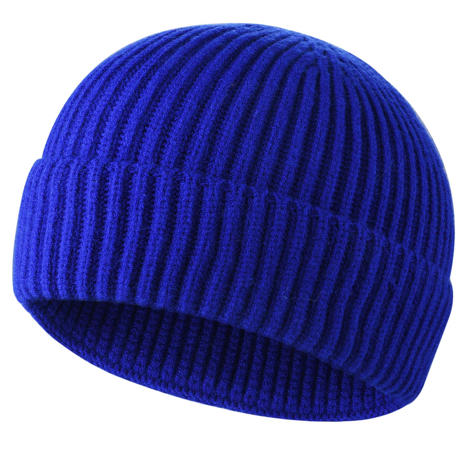 ROYBENS Swag Wool Knit Cuff Short Fisherman Beanie for Men Women, Winter Warm Hats