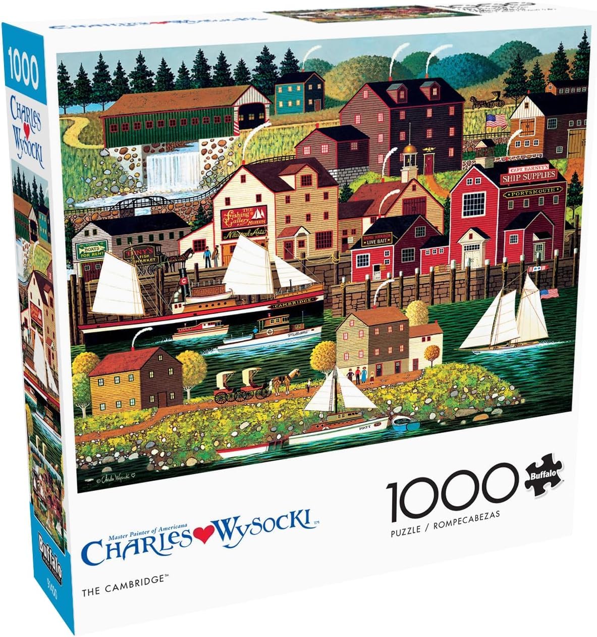 Buffalo Games – Charles Wysocki - Whistle Stop Christmas- 1000 Piece Holiday Jigsaw Puzzle - Festive Puzzles for Adults – Precision-Cut Pieces, Winter Artwork, Hours of Relaxing Fun