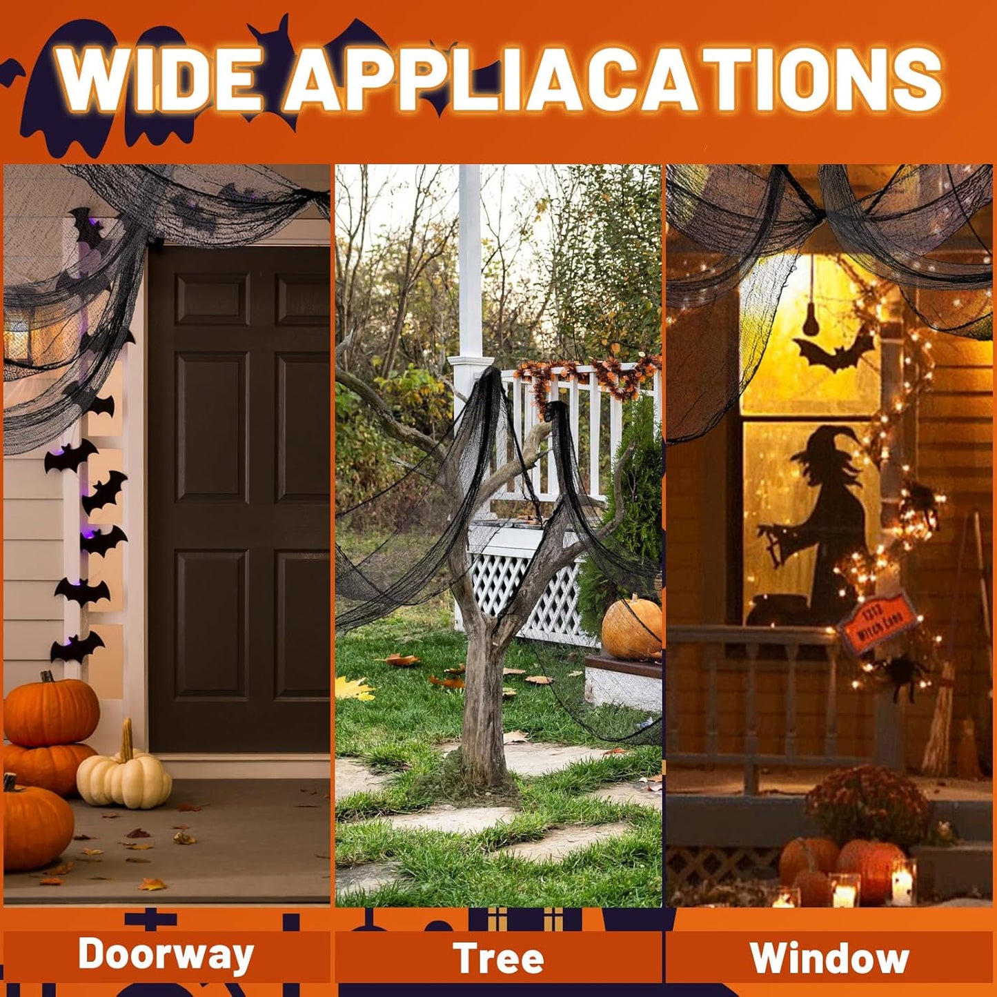 4 Pack Halloween Creepy Cloth Decorations, 30X72 Inch Black Scary Halloween Gauze Cloths, Spooky Cloth for Haunted House, Outdoor Patio, Garden, Halloween Indoor Wall Windows Black Cheesecloth Decor