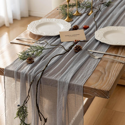 Thanksgiving Fall Table Runner Terracotta Gauze 120 Inch 10 FT Rustic Burnt Orange Sheer Cheese Cloth for Bridal Shower Friendsgiving Party Centerpiece Decor Fall Decorations for Home