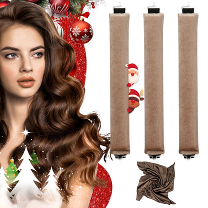 Heatless Curlers, Heatless Curls Overnight Set for Women, Soft Hair Curlers to Sleep In, Jumbo No Heat Hair Curlers Set with Headscarf and Hook for Long Hair (DarkBrown, 4 Packs)