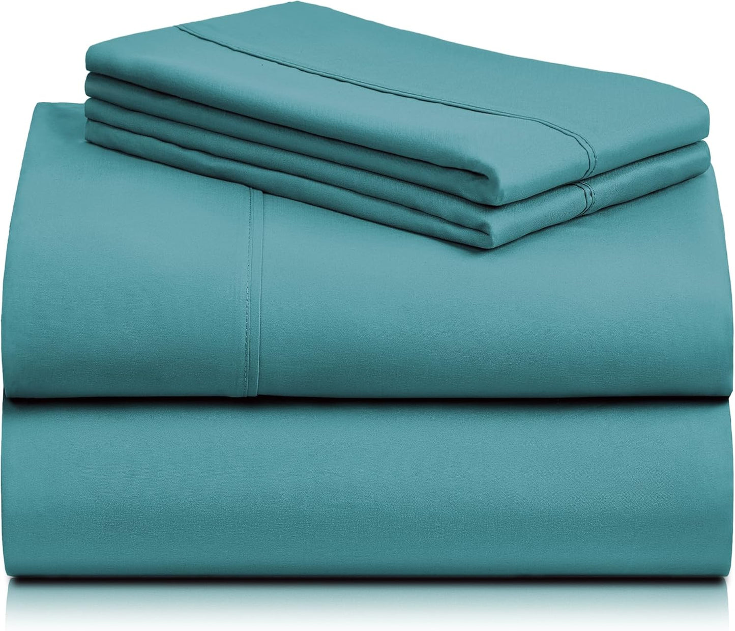 LuxClub 4 PC Queen Sheet Set, Breathable Luxury Bed Sheets, Deep Pockets Wrinkle Free Cooling Sheets Machine Washable Hotel Bedding Silky Soft - Teal Queen