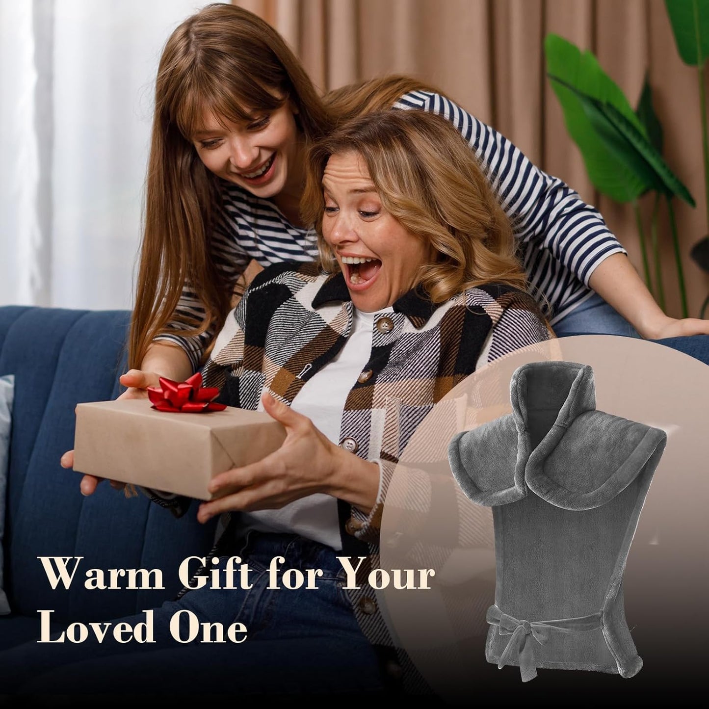 Comfier Large Heating Pad for Back, FSA HSA Eligible, Soft Flannel Fast Heating Pads for Neck and Shoulders, Electric Heated Wrap, 3 Heat Levels & 90-Mins Auto Shut Off, Gifts for Mom Dad Women Men